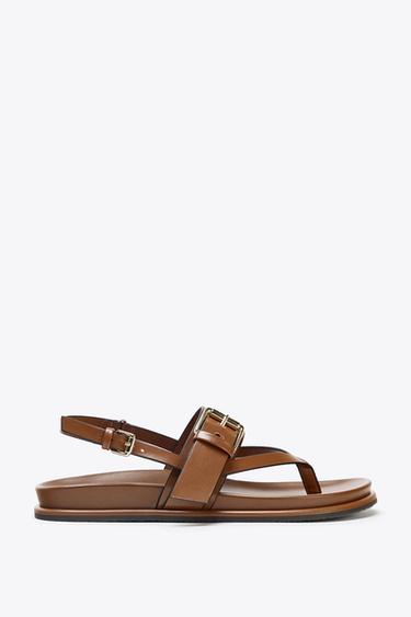 STRAPPY BUCKLE SANDALS - Brown by Zara