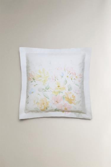 WATERCOLOUR FLOWER PRINT PILLOWCASE - Oyster-white by Zara - Image 2