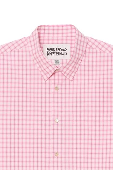 BOXY FIT CHECK SHIRT - Pink / White by Zara - Image 4