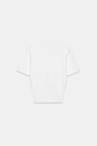 KNIT TOP WITH SHOULDER PADS - White by Zara - Image 3