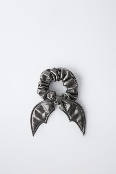 SHIMMER BATWING HAIR TIE - Dark silver by Zara - Image 3
