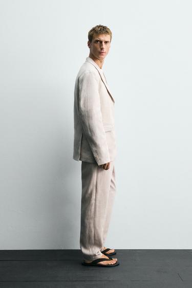 100% LINEN SUIT TROUSERS - Light beige by Zara - Image 3