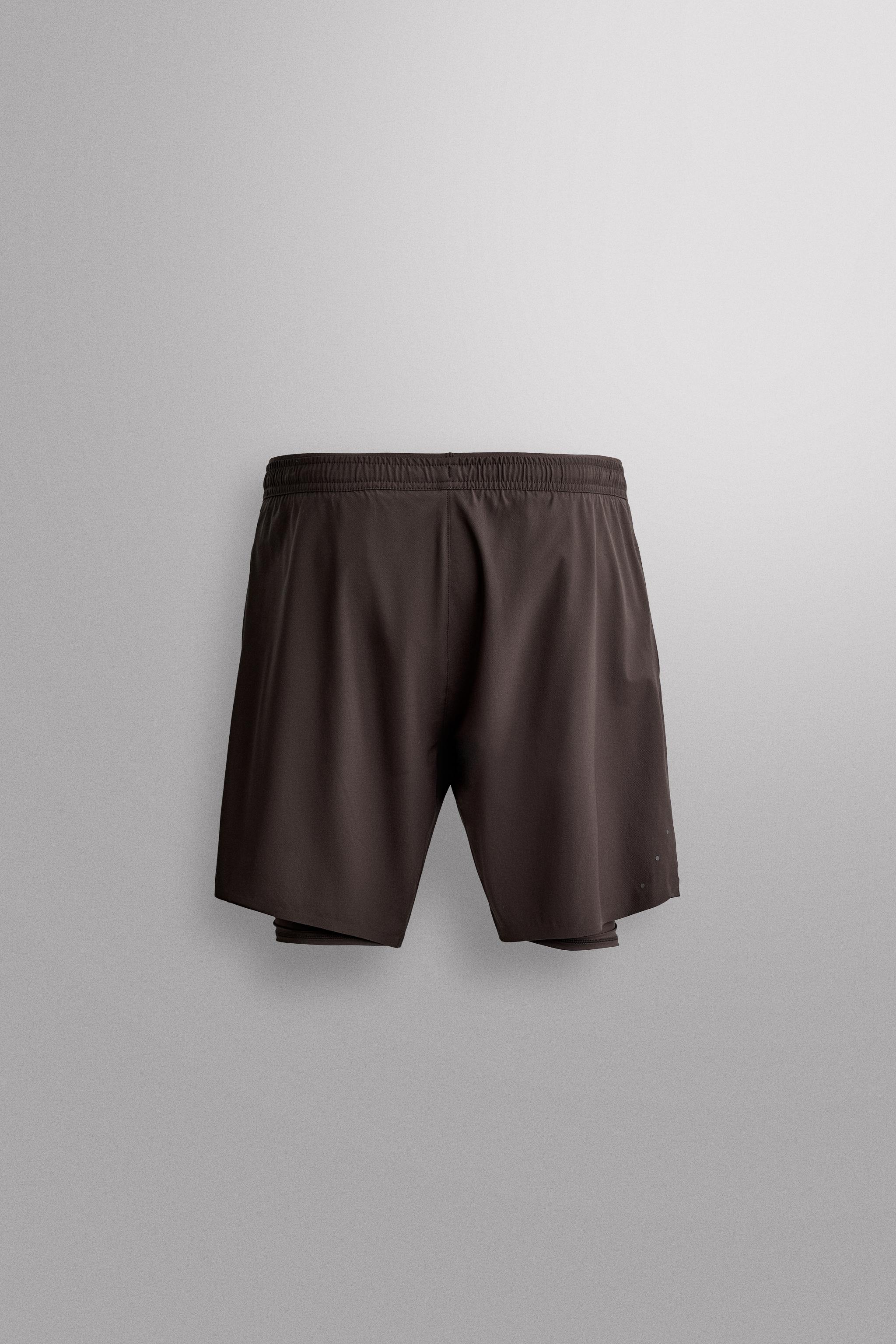 2-IN-1 TRAINING SHORTS — Brown