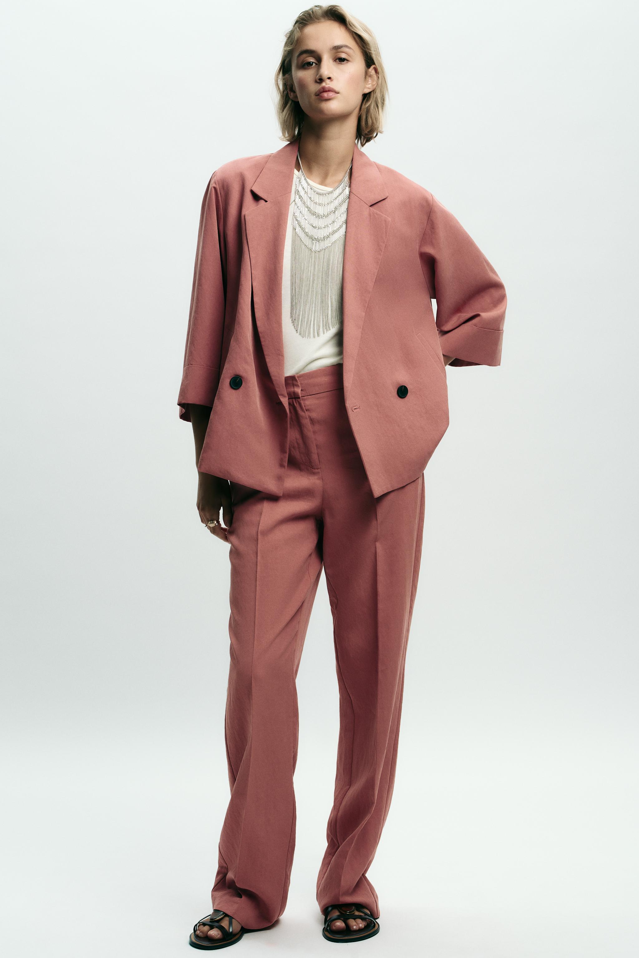 ZARA ダブルブレストオーバーコート MEX 40 レッド ZARA - ZARA オーバーサイズ仕様ダブルブレストコート Sサイズ