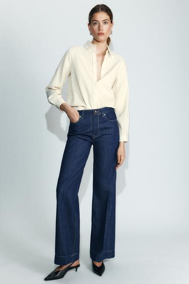 Zara MODAL BLEND SHIRT - Cream