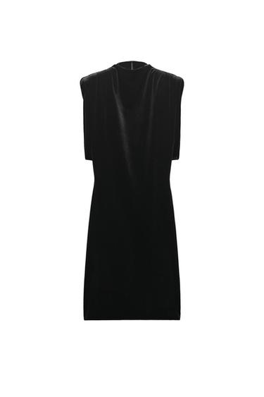 SHOULDER PAD VELVET DRESS ZW COLLECTION