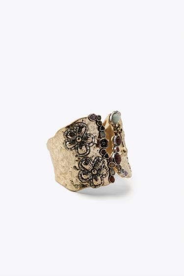 STONE BANGLE BRACELET - Golden by Zara - Image 2