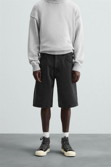 برمودا DENIM BAGGY FIT - أسود الخاص بـ Zara