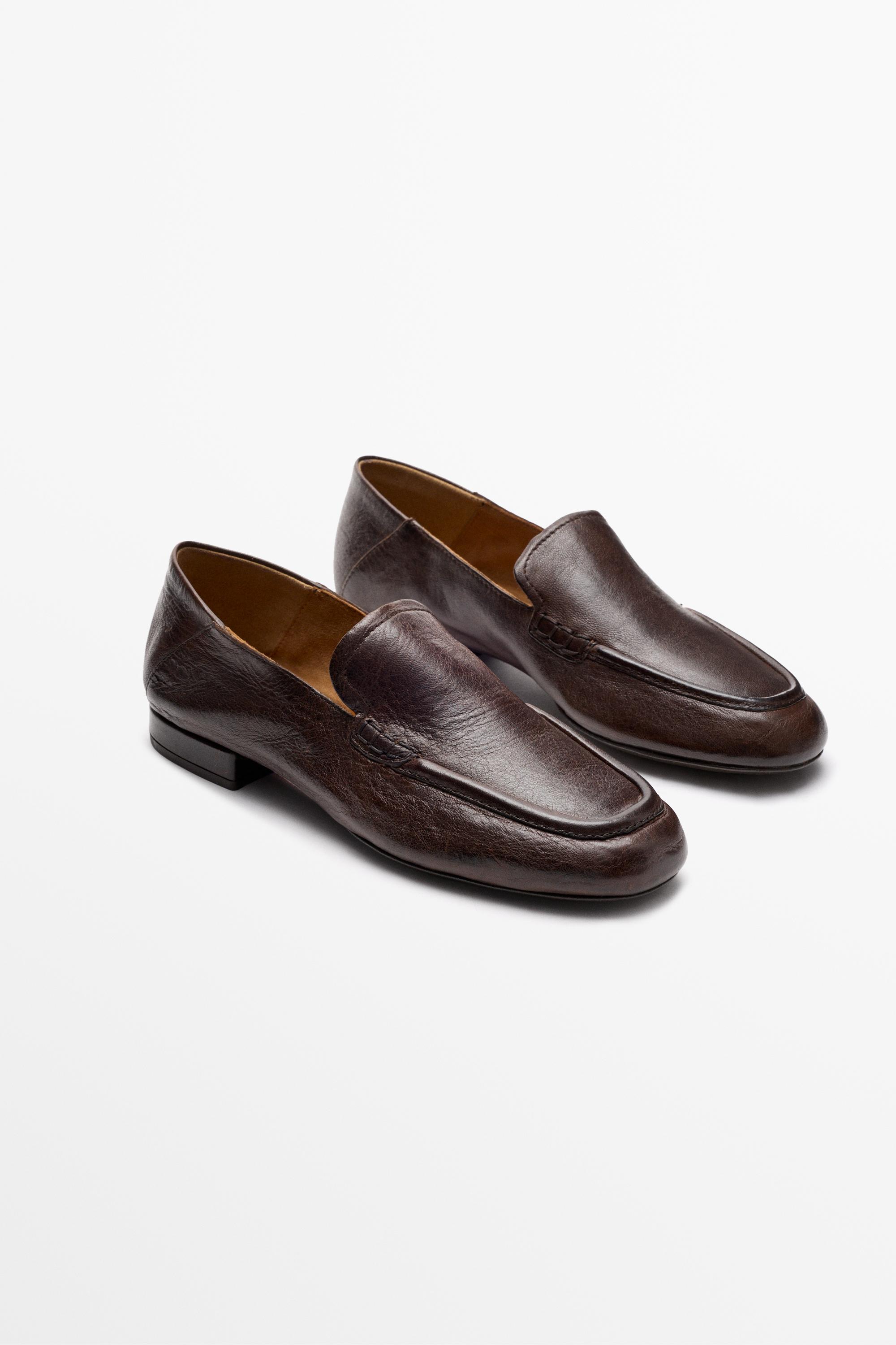 Leather heel loafer — Brown