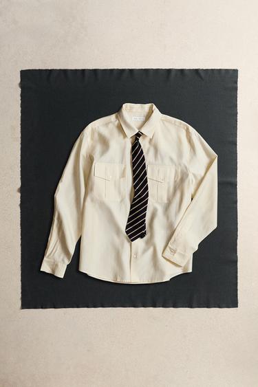Zara FLOWY POCKET SHIRT - Ecru