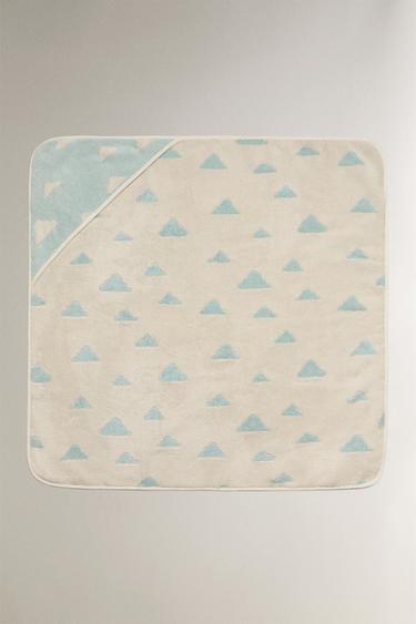 CLOUDS HOODED BABY BATH TOWEL - Light blue by Zara - Image 3