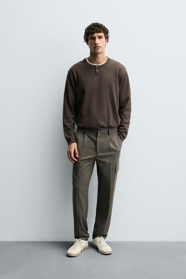 PANTALONI CARGO PIEGHE - Kaki di Zara - Immagine 0