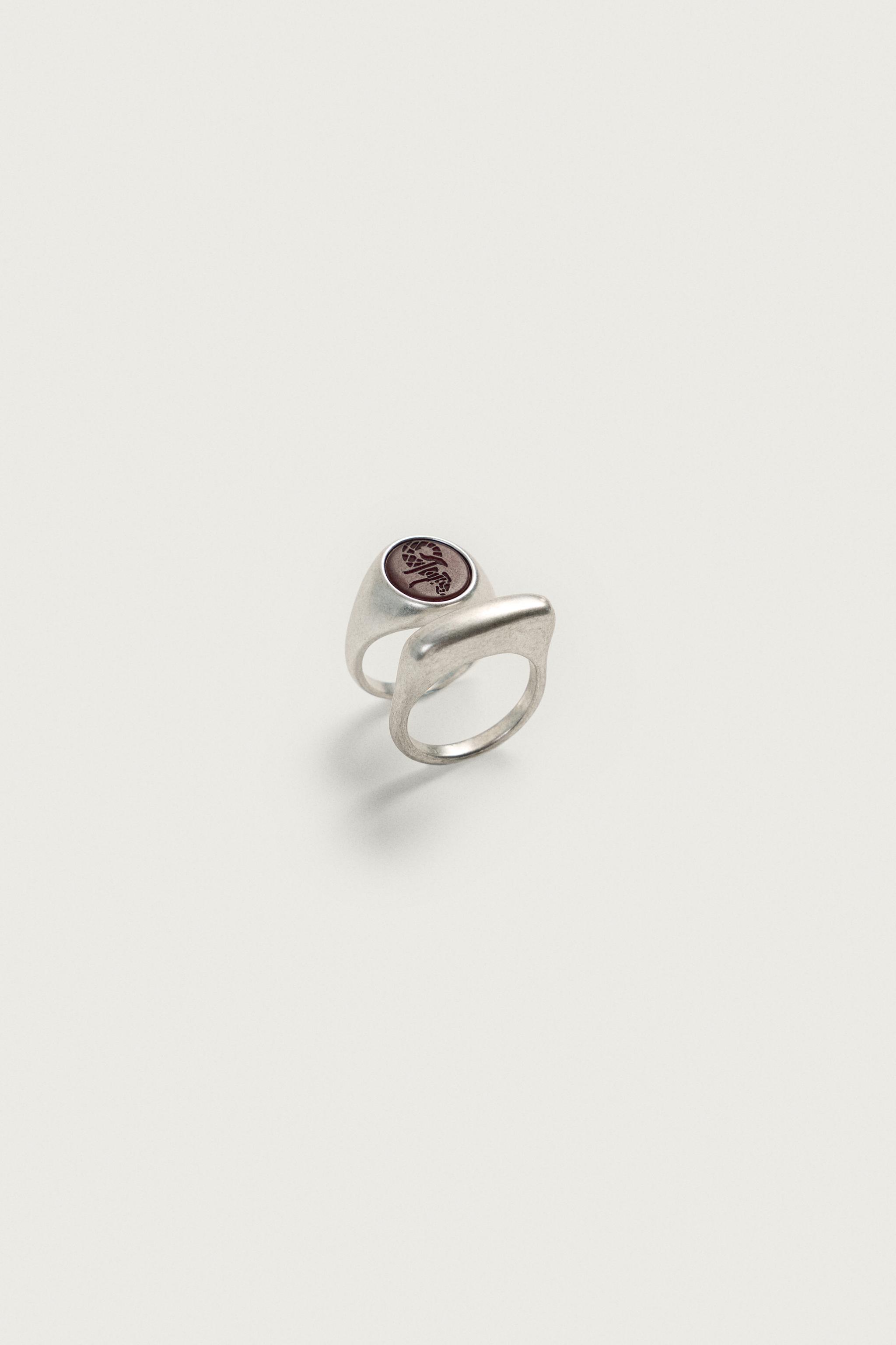 Мужские аксессуары Zara PACK OF 2 MIXED METAL RINGS — фото 5