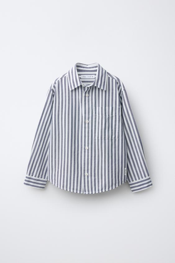 CHEMISE À RAYURES - Bleu marine de Zara - Image 0