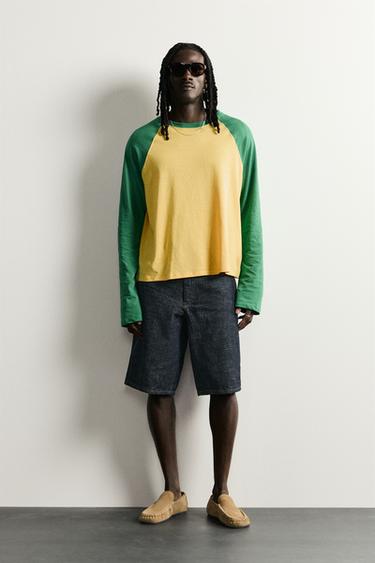 BERMUDA DENIM BAGGY FIT - Índigo de Zara