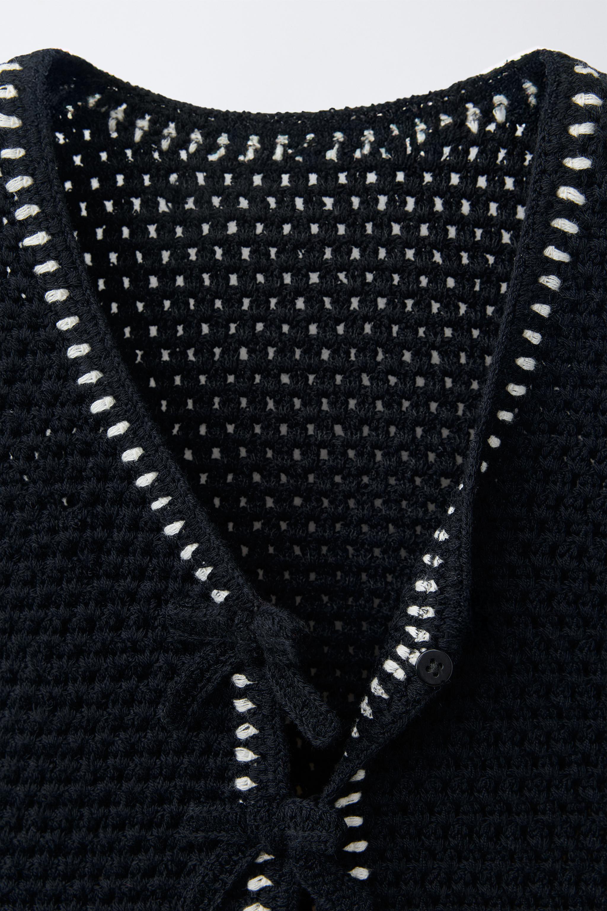 ハートクロシェ編みニットベスト - ブラック | ZARA Japan / 日本