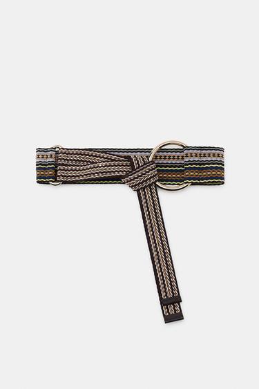 WIDE STRIPED WOVEN BELT - Multicoloured by Zara