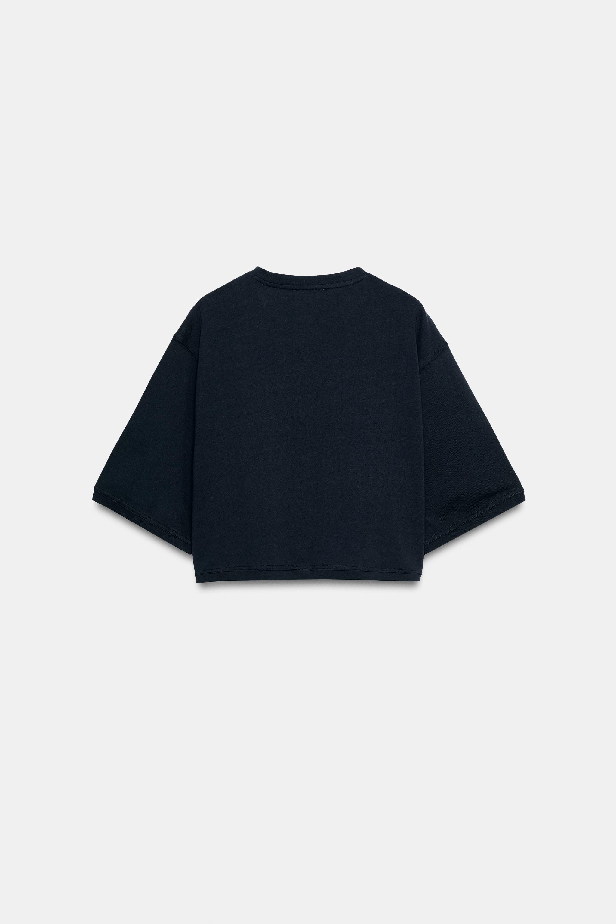 Женские топы Zara OVERSIZED CROP TOP — фото 6