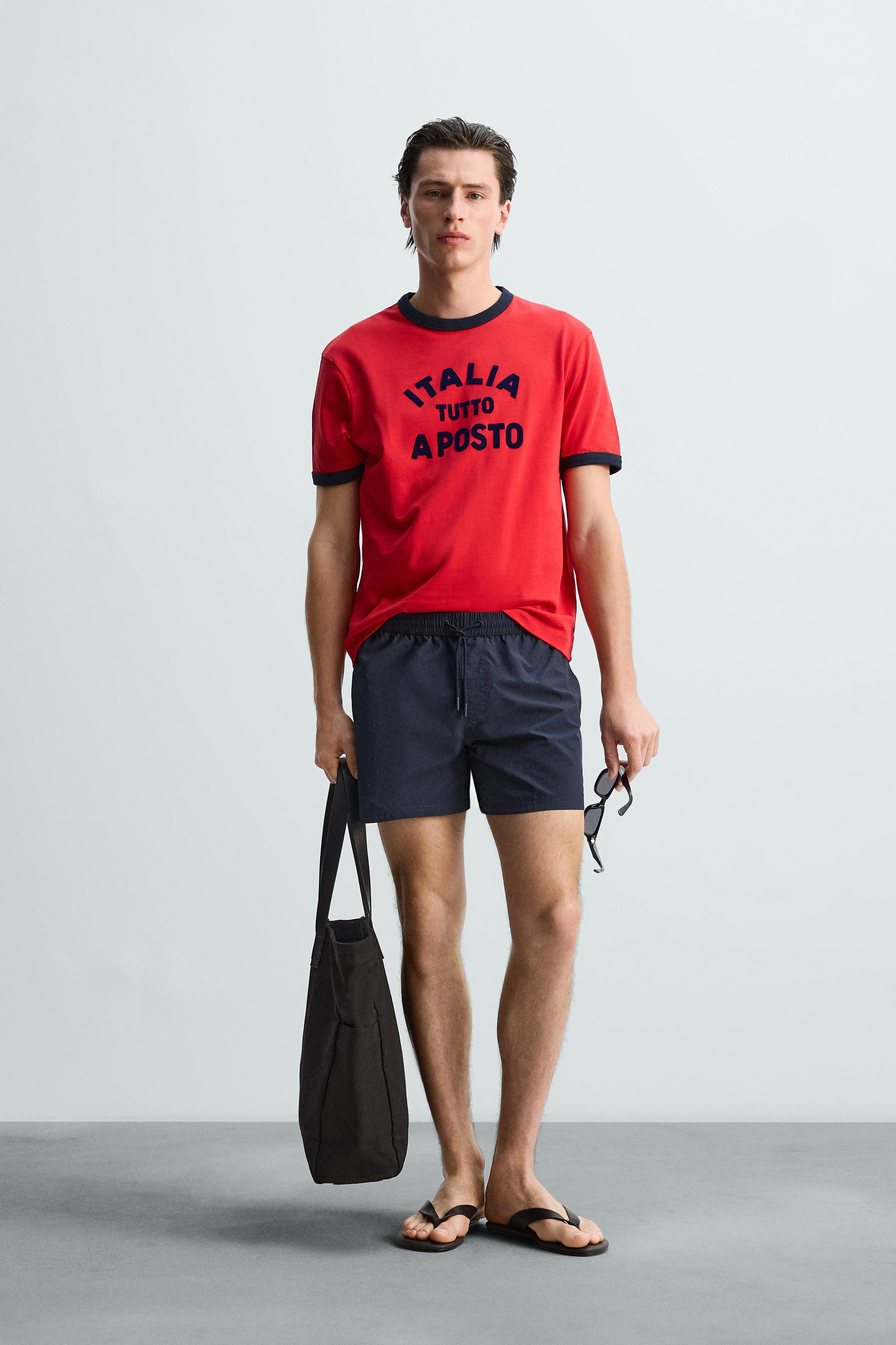 BASIC MID-LENGTH SWIMMING TRUNKS - Navy blue | ZARA South Africa