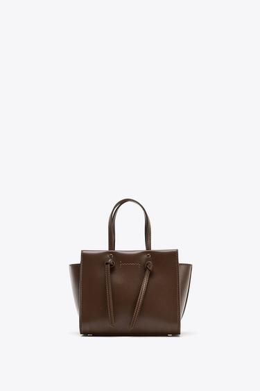 KNOTTED MINI CITY BAG - Chocolate by Zara