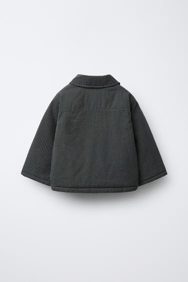 GINGHAM CHECK PUFFER JACKET - Black / Green by Zara - Image 1