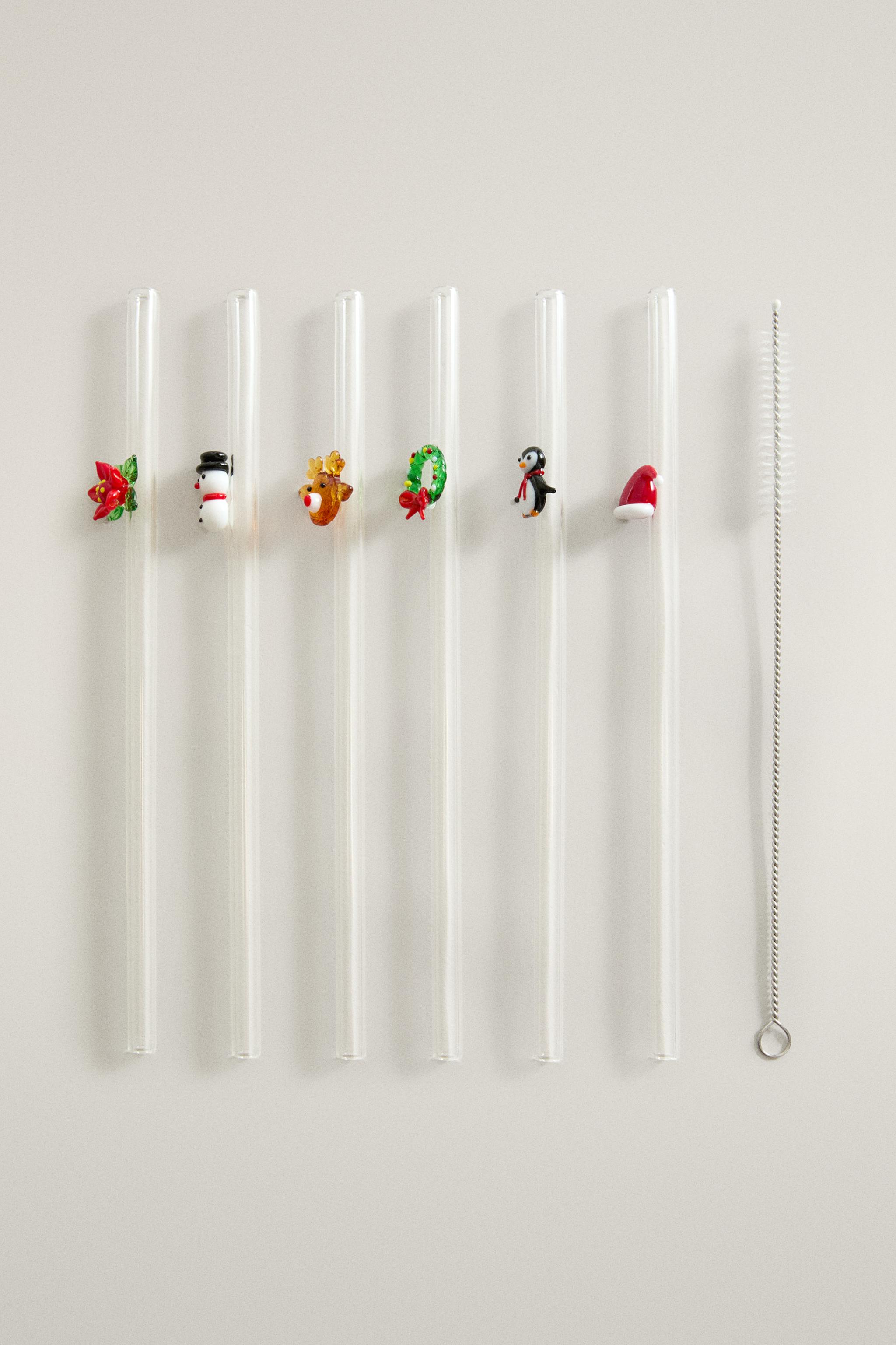 LOT DE PAILLES EN VERRE DE NOËL (LOT DE 6)