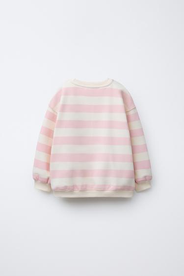 STRIPED BEAR SWEATSHIRT - Pink by Zara - Image 1
