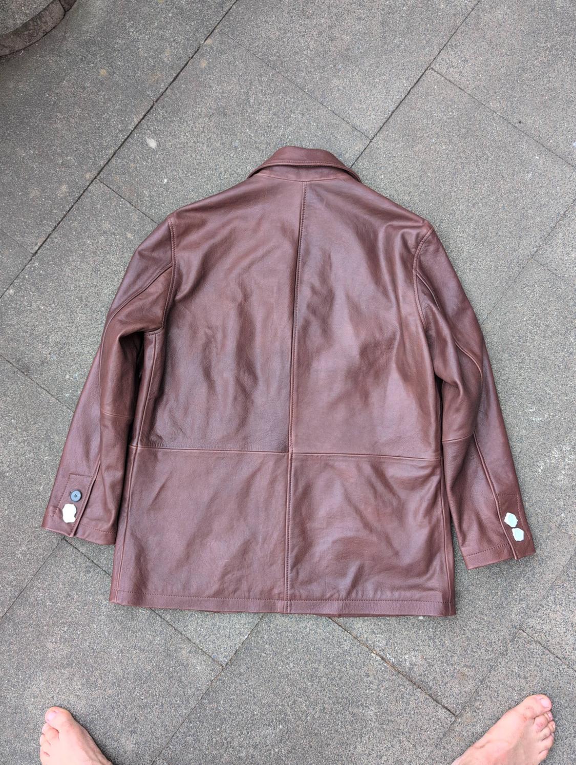RELAXED FIT LEATHER BLAZER - Image 2
