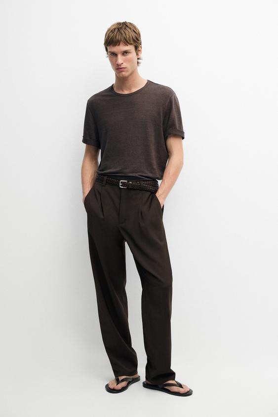 100% linen short sleeve T-shirt from Zara - $100