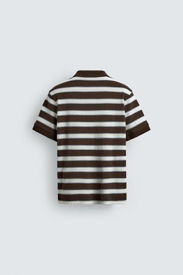 VERTICAL TEXTURED POLO SHIRT - Chocolate by Zara - Image 7