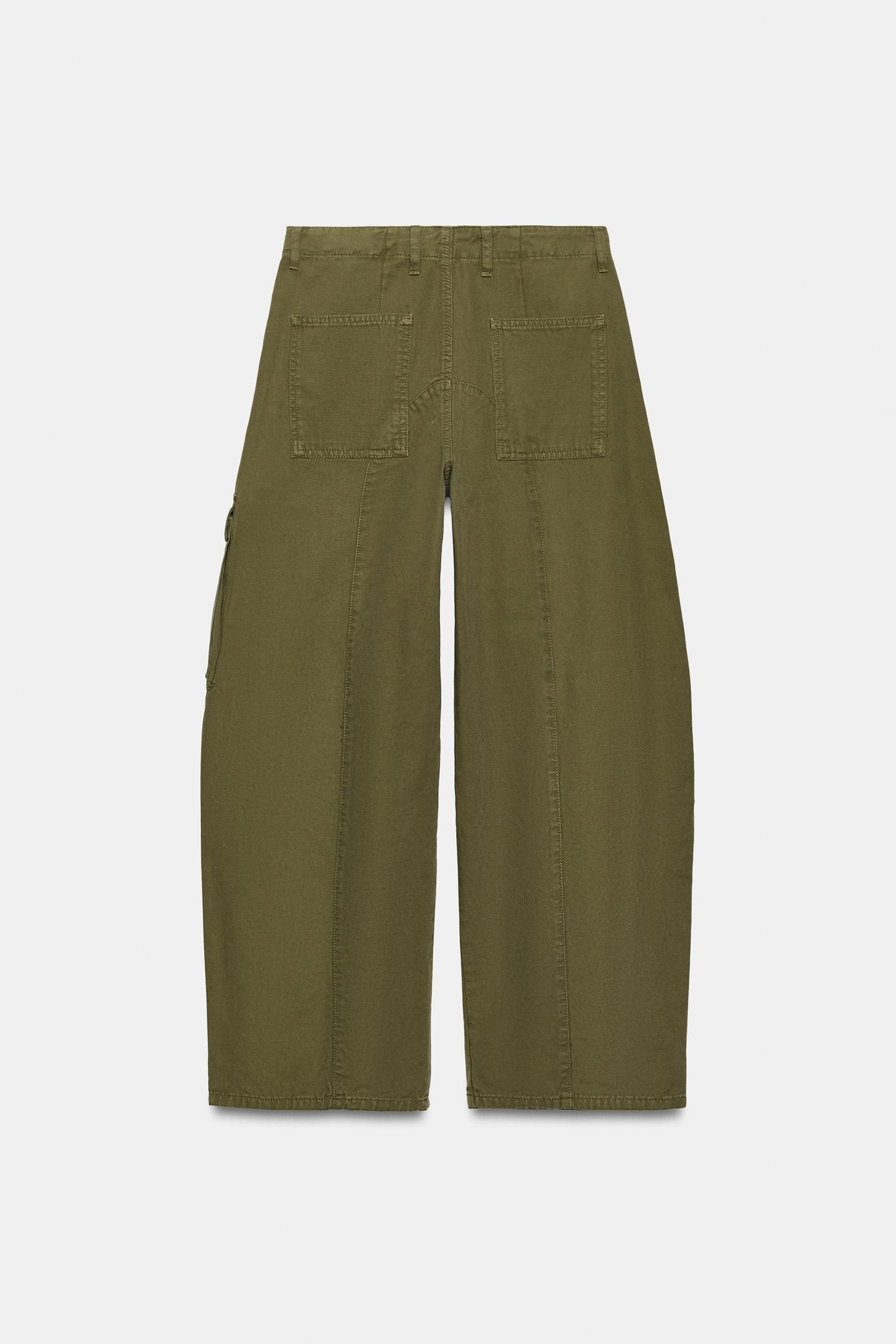Женские брюки Zara ZW Collection Cargo, цвет: Хаки — фото 6