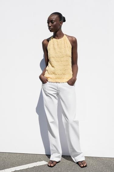 OPEN BACK HALTER TOP - Light yellow by Zara