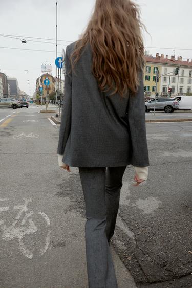 VESTE DROITE À ÉPAULETTES - Gris chiné de Zara - Image 3