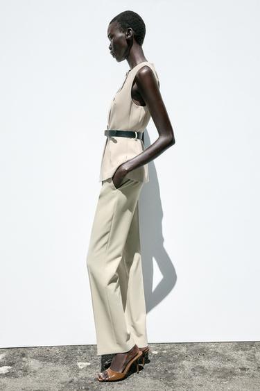LONG WAISTCOAT WITH BELT - Sand by Zara - Image 4