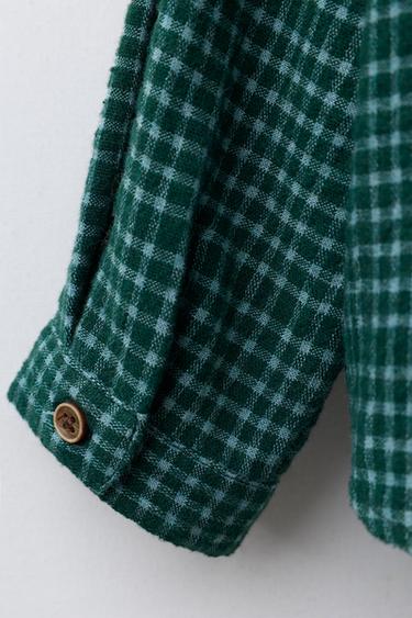 CHECK STAND COLLAR SHIRT - Green by Zara - Image 3