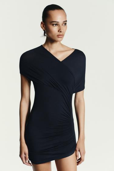 Zara 柔軟莫代爾交叉上衣 - 深無煙煤色