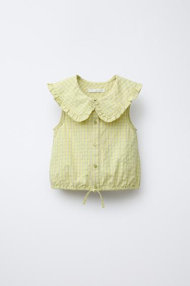 CHECK SHIRT WITH COLLARS - Lime by Zara
