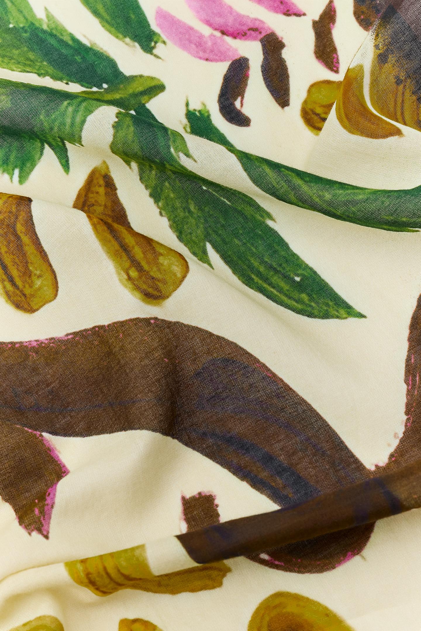 Женский шарф Zara Palm Tree Print Cotton, цвет: Серо-коричневый коричневый — фото 4