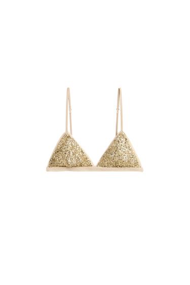 LIMITED EDITION SEQUINNED BRA - Gold by Zara