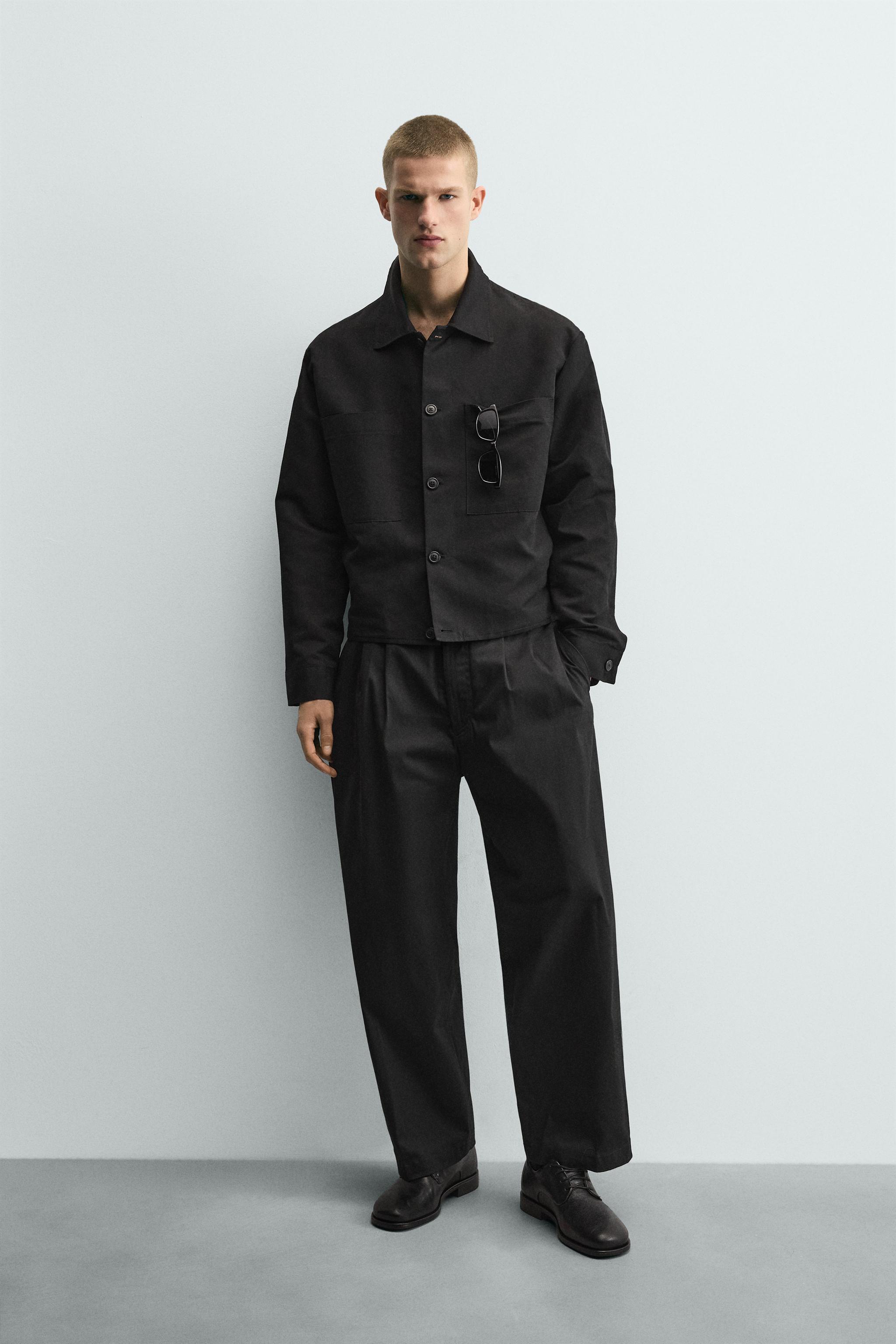CAMISA AMPLA RELAX FIT BOLSOS - Preto | ZARA Brasil