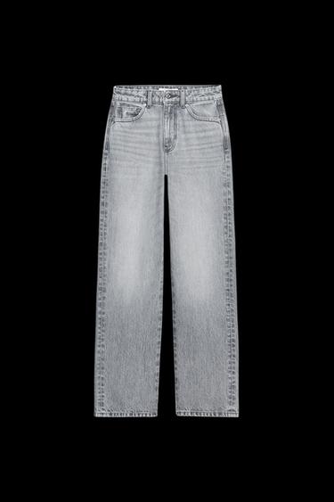 Zara Z.03 REGULAR FIT HIGH-WAIST LONG LENGTH JEANS - Light gray