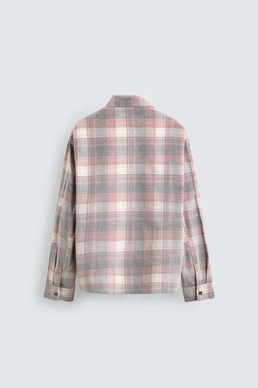 CHEMISE EN VELOURS CÔTELÉ À CARREAUX - Rose / Blanc de Zara - Image 7