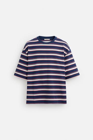 STRIPED T-SHIRT - blue/black by Zara