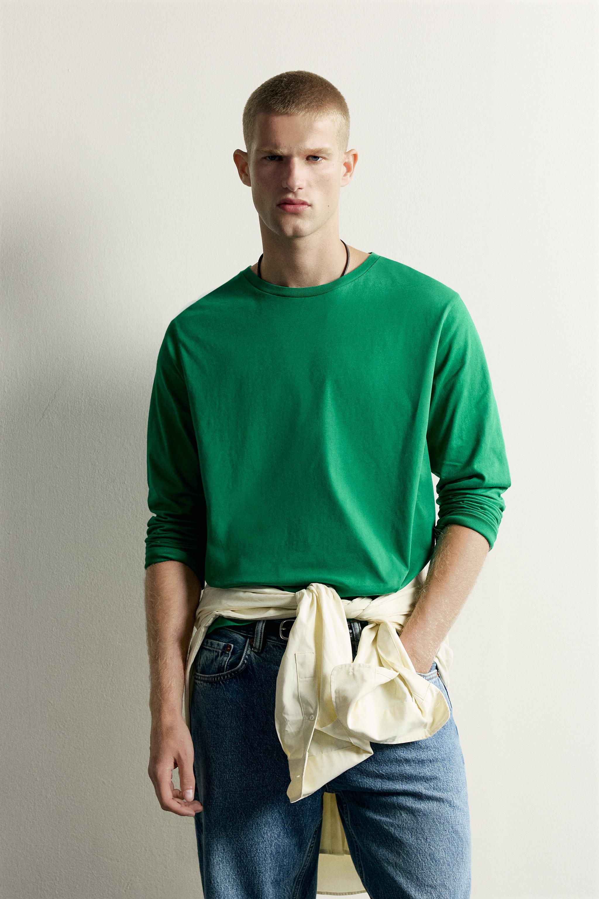 RELAXED FIT LONG SLEEVE T-SHIRT — Green
