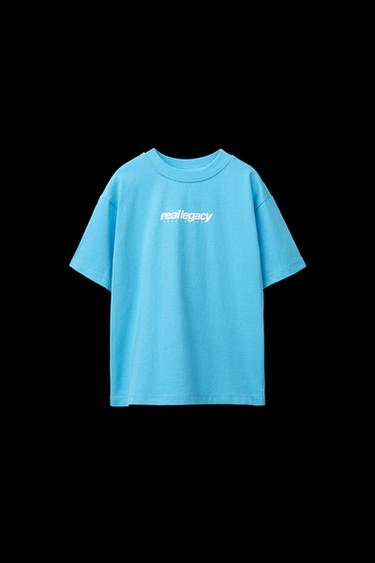 T-SHIRT WITH LABEL PRINT - Turquoise by Zara - Image 0