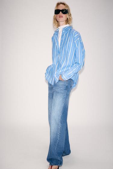 CAMISA LISTRADA ZW COLLECTION - Azul / Branco da Zara