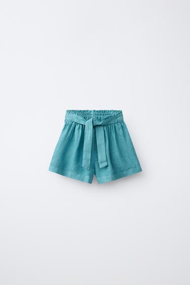 BERMUDA 100% LINO - Azul claro de Zara