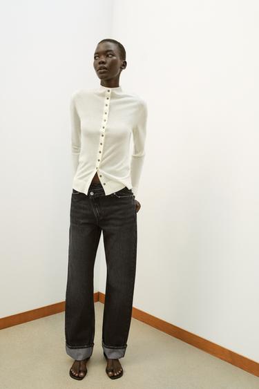 Z.09 STRAIGHT CROSSOVER WAIST HIGH-WAIST FULL LENGTH JEANS - Black by Zara