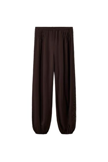 100% LYOCELL SAROUEL TROUSERS - Brown by Zara