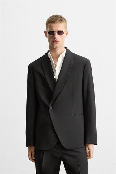 Zara LIMITED EDITION DOUBLE BREASTED SUIT BLAZER - Black